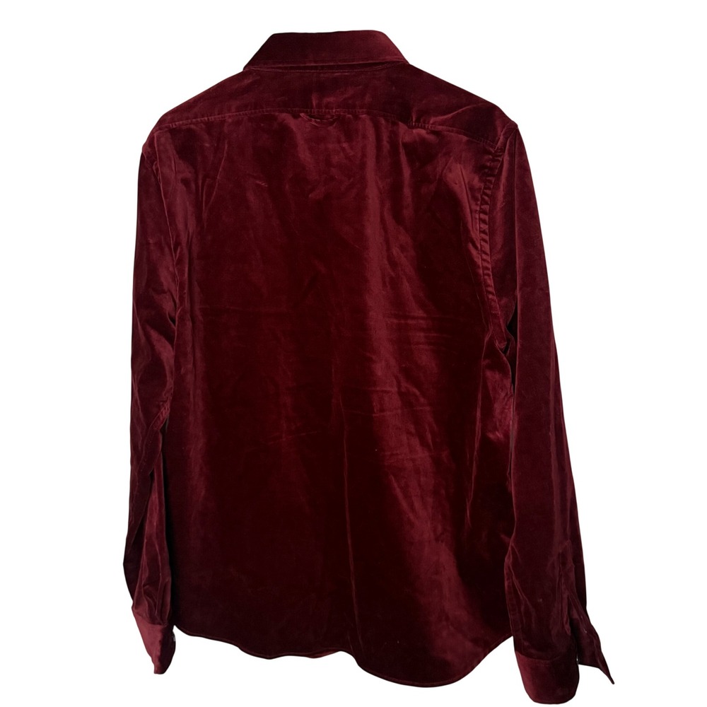 Todd Snyder Mens Burgundy Velvet Button Down Shirt Cotton Size Large - Picture 2 of 5